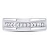 Image 2 : 1/5 CTW Mens Machine Set Round Diamond Wedding Ring 14kt White Gold - REF-41W9F