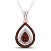 Image 1 : 1/4 CTW Round Red Color Enhanced Diamond Teardrop Frame Cluster Pendant 10kt Rose Gold - REF-20Y9X