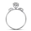 Image 3 : 1/10 CTW Round Prong-set Diamond Oval Cluster Baguette Ring 10kt White Gold - REF-10T2K