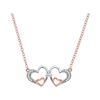 Image 1 : 1/20 CTW Round Diamond Double Heart Pendant 10kt Rose Gold - REF-11K9R