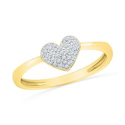 1/10 CTW Round Diamond Heart Cluster Ring 10kt Yellow Gold - REF-11M9A