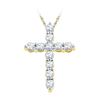 Image 1 : 1/3 CTW Round Diamond Cross Religious Pendant 10kt Yellow Gold - REF-21T5K