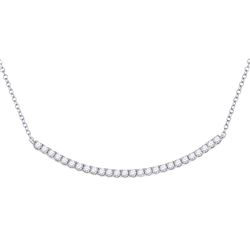 3/4 CTW Round Diamond Curved Bar Necklace 14kt White Gold - REF-60F3M