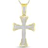 Image 1 : 3/4 CTW Mens Round Diamond Flared Cross Charm Pendant 10kt Yellow Gold - REF-71T9K