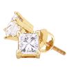 Image 1 : 3/8 CTW Unisex Princess Diamond Solitaire Stud Earrings 14kt Yellow Gold - REF-32M3A