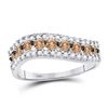 Image 1 : 3/4 CTW Round Brown Diamond Contoured Ring 10kt White Gold - REF-24X3T
