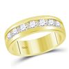 Image 1 : 1 & 1/2 CTW Mens Machine Set Round Diamond Wedding Channel Ring 14kt Yellow Gold - REF-215Y9X