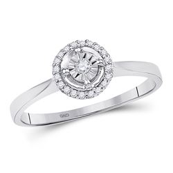 1/12 CTW Round Diamond Solitaire Halo Bridal Wedding Engagement Ring 10kt White Gold - REF-13F2M