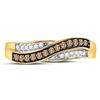 Image 2 : 1/4 CTW Round Brown Diamond Ring 10kt Yellow Gold - REF-14R4H