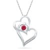 Image 1 : 1/3 CTW Round Lab-Created Ruby Heart Pendant 10kt White Gold - REF-9N6Y