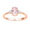 Image 1 : 5/8 CTW Oval Lab-Created Morganite Solitaire Diamond Ring 10kt Rose Gold - REF-13M2A