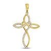 Image 1 : 1/5 CTW Round Diamond Woven Cross Pendant 10kt Yellow Gold - REF-18M3A