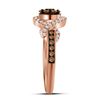 Image 2 : 1/2 CTW Round Brown Diamond Flower Cluster Ring 10kt Rose Gold - REF-41A9N