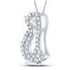 Image 2 : 1/6 CTW Round Diamond Penguin Bird Animal Pendant 10kt White Gold - REF-11W9F
