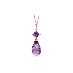 Genuine 5.5 ctw Amethyst Necklace 14KT Rose Gold - REF-22X2M