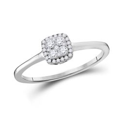 1/5 CTW Round Diamond Square Cluster Ring 10kt White Gold - REF-18Y3X