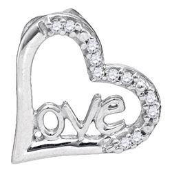 1/20 CTW Round Diamond Heart Pendant 10kt White Gold - REF-4M8A