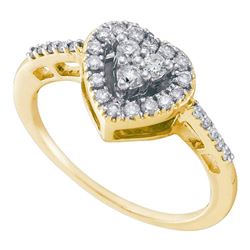 1/3 CTW Round Diamond Heart Cluster Ring 14kt Yellow Gold - REF-28A8N