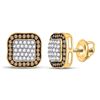 Image 1 : 1 CTW Round Brown Diamond Square Frame Cluster Earrings 10kt Yellow Gold - REF-30F3M