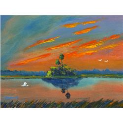 EISHO NARAZAKI, Woodblock Print, Temple