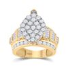 Image 1 : 3 CTW Round Diamond Oval Cluster Bridal Wedding Engagement Ring 10kt Yellow Gold - REF-162N3Y