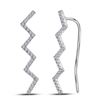 Image 1 : 1/6 CTW Round Diamond Zig Zag Climber Earrings 10kt White Gold - REF-8W4F