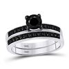 Image 1 : 1 CTW Round Black Color Enhanced Diamond Bridal Wedding Ring 10kt White Gold - REF-33K6R