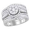 Image 1 : 2 CTW Round Diamond Cluster Bridal Wedding Engagement Ring 14kt White Gold - REF-143R9H