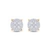 Image 2 : 1/4 CTW Round Diamond Cluster Earrings 10kt Yellow Gold - REF-21X5T