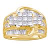 Image 1 : 3 CTW Princess Diamond Cluster Bridal Wedding Engagement Ring 14kt Yellow Gold - REF-251T9K