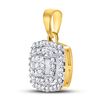 Image 2 : 1/8 CTW Round Diamond Square Frame Cluster Pendant 10kt Yellow Gold - REF-11H9W
