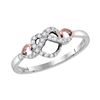 Image 1 : 1/10 CTW Round Diamond Infinity Knot Heart Ring 10kt Two-tone White Gold - REF-14Y4X
