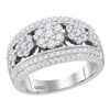 Image 1 : 1 CTW Round Diamond Flower Cluster Ring 10kt White Gold - REF-75W5F