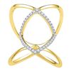 Image 1 : 1/6 CTW Round Diamond Open Strand Knuckle Fashion Ring 10kt Yellow Gold - REF-18N3Y