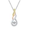Image 1 : 1/8 CTW Round Diamond Moving Twinkle Cluster Teardrop Tri-tone Pendant 10kt White Gold - REF-14M4A