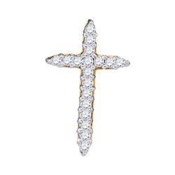 1/4 CTW Round Diamond Cross Religious Pendant 10kt Yellow Gold - REF-18T3K