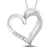 Image 1 : 1/10 CTW Round Diamond Open-center Heart Pendant 10kt White Gold - REF-14W4F