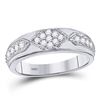 Image 1 : 1/2 CTW Mens Round Diamond Milgrain Wedding Ring 14kt White Gold - REF-54K3R