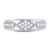 Image 2 : 1/2 CTW Mens Round Diamond Milgrain Wedding Ring 14kt White Gold - REF-54K3R