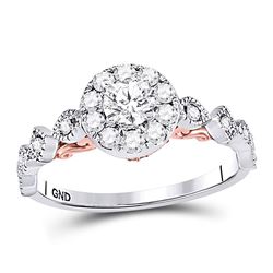 3/4 CTW Round Diamond Halo Bridal Wedding Engagement Ring 14kt Two-tone Gold - REF-83A9N