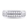 Image 2 : 1/2 CTW Mens Round Diamond Double Row Wedding Ring 14kt White Gold - REF-51T5K