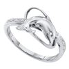 Image 1 : 1/20 CTW Round Diamond Dolphin Fish Animal Ring 10kt White Gold - REF-14Y4X