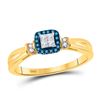 Image 1 : 1/6 CTW Princess Blue Color Enhanced Diamond Fashion Ring 14kt Yellow Gold - REF-26X3T