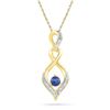 Image 1 : 0.02 CTW Round Lab-Created Blue Sapphire Solitaire Diamond Pendant 10kt Yellow Gold - REF-7R5H