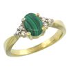 Image 1 : 0.81 CTW Malachite & Diamond Ring 14K Yellow Gold - REF-64M9A