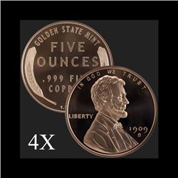 5 oz Lincoln Wheat Cent .999 Fine Copper Bullion Round