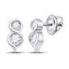 Image 1 : 1/4 CTW Round Diamond Drop 2-stone Earrings 14kt White Gold - REF-24T3K