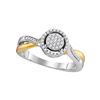 Image 1 : 1/5 CTW Round Diamond Circle Cluster Bridal Wedding Engagement Ring 10kt Two-tone Gold - REF-18X3T