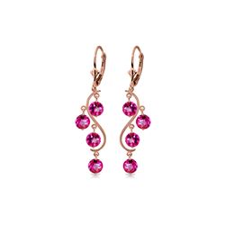 Genuine 4.95 ctw Pink Topaz Earrings 14KT Rose Gold - REF-55H2X