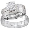 Image 1 : 1/3 CTW His & Hers Round Diamond Cluster Matching Bridal Wedding Ring 14kt White Gold - REF-60M3A